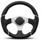 Volanty 3 ramenný sportovní volant MOMO MILLENIUM, 320mm, kůže, 40mm odsazení, černá/stříbrná | race-shop.cz