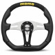 Volanty 3 ramenný sportovní volant MOMO TREK, 350mm, semiš, 40mm odsazení, černá/stříbrná/žlutá | race-shop.cz