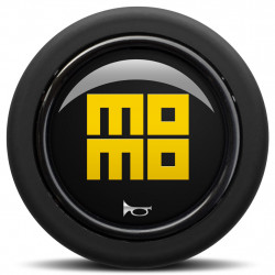 Tlačítko klaksonu MOMO, žluté logo 2CCR, kulaté