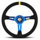 Volanty 3 ramenný sportovní volant MOMO MOD.08, 350mm, semiš, 88mm odsazení, černá/modrá/žlutá | race-shop.cz
