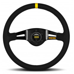 2 ramenný sportovní volant MOMO MOD.03, 350mm, semiš, 83mm odsazení, černá/žlutá
