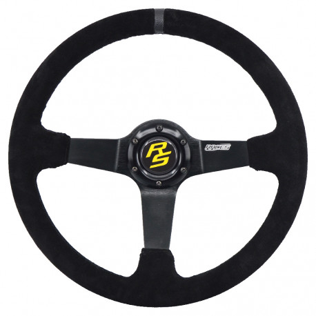 Akce 3 ramenný sportovní volant RACES Giallo, 350mm, semiš, 90mm odsazení, černá/šedá | race-shop.cz