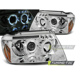 PŘEDNÍ SVĚTLA CHRYSLER JEEP GRAND CHEROKEE 99-05.05 ANGEL EYES CHROM