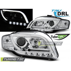 PŘEDNÍ SVĚTLA TUBE LIGHT DRL CHROM pro AUDI A4 B7 11.04-03.08