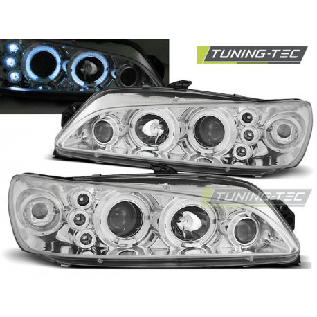 Osvětlení PŘEDNÍ SVĚTLA PEUGEOT 306 05.97-03.01 ANGEL EYES CHROM | race-shop.cz