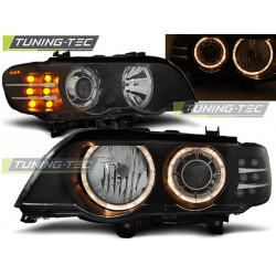 PŘEDNÍ SVĚTLA ANGEL EYES ČERNÁ LED BLINKRY pro BMW X5 E53 09.