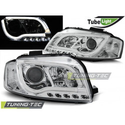 PŘEDNÍ SVĚTLA TUBE LIGHT CHROM pro AUDI A3 8P 05.03-03.08