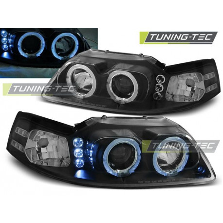 Osvětlení PŘEDNÍ SVĚTLA FORD MUSTANG 98-04 ANGEL EYES ČERNÁ | race-shop.cz