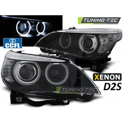 XENON PŘEDNÍ SVĚTLA D2S ANGEL EYES CCFL ČERNÁ pro BMW E60/E61 03-04