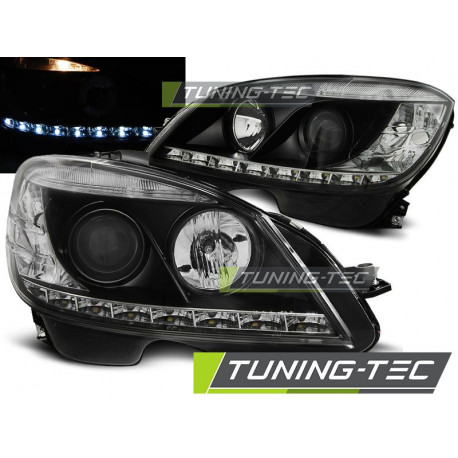 Osvětlení TUNING-TEC přední světla (DRL) pro MERCEDES W204 07-10 (H7/H1), černá | race-shop.cz