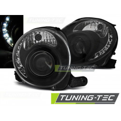 PŘEDNÍ SVĚTLA FIAT 500 07-15 ČERNÁ LED