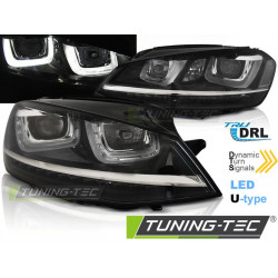 PŘEDNÍ SVĚTLA U-LED DRL ČERNÁ pro VW GOLF 7 11.12-17