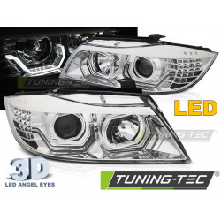 PŘEDNÍ SVĚTLA ANGEL EYES LED 3D CHROM pro BMW E90/E91 05-08