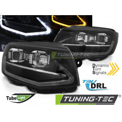 PŘEDNÍ SVĚTLA TUBE LIGHT ČERNÁ DRL SEQ pro VW T6 15-19