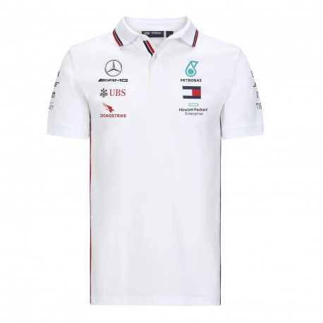 Trička Triko Mercedes Benz AMG mužské Team Polo (Bílá) | race-shop.cz