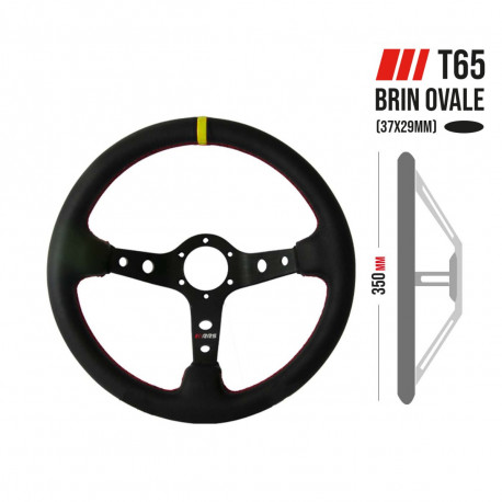 Volanty 3 ramenný sportovní volant RRS Monte Carlo F65, 350mm, kůže, 65mm odsazení, černá/žlutá/červená | race-shop.cz
