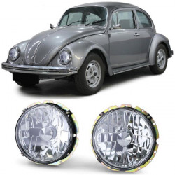 Přední světla tmavé H4 chrom pro VW Beetle + cabrio od 73