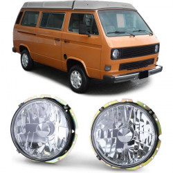 Přední světla tmavé H4 chrom pro VW T2 73-79 + T3 79-92