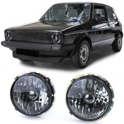 Přední světla černá tmavé H4 (pár) pro VW Golf 1 + Cabrio 74-83