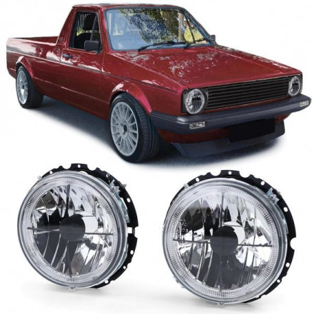 Osvětlení Čirá přední světla Angel Eyes krížom pro VW Caddy I 82-92 + Jetta I 79-84 | race-shop.cz
