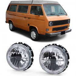 Čirá přední světla Angel Eyes s křížem černá pro VW T2 73-79 + T3 79-92