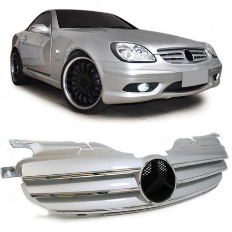 Body kit a vizuální doplňky Maska chladiče sport strieborná chrom pro Mercedes SLK R170 96-04 | race-shop.cz