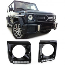 Kryty předních světel Černá lesklé s LED denním svícením pro Mercedes G W463
