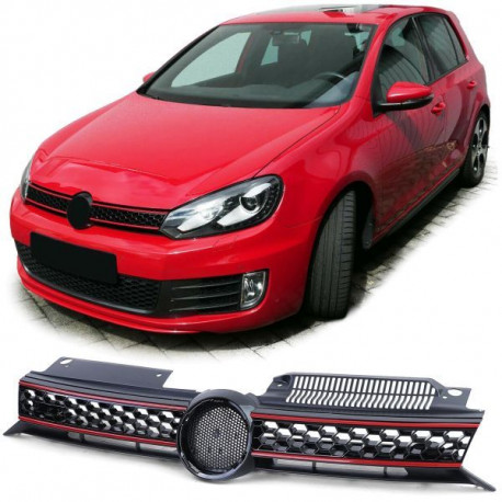 Body kit a vizuální doplňky Maska chladiče Černá lesklá pro VW Golf 6 Také GTI 08-13 | race-shop.cz
